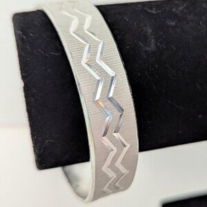 Vintage Chunky Silver Tone West Germany Detailed Silver Tone Slip on Bracelet!
